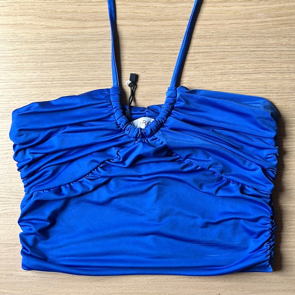 Satin blue top, LUVARU ONE SIZE